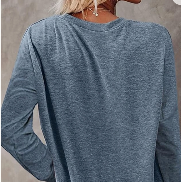 NEYOUQE Women's Size M Long Sleeve Lightweight Tunic Top Blue - Picture 2 of 13